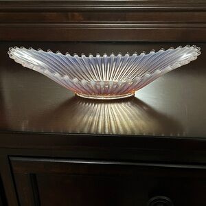 Vintage MCM Fostoria Heirloom Pink Opalescent Glass Oval Dish